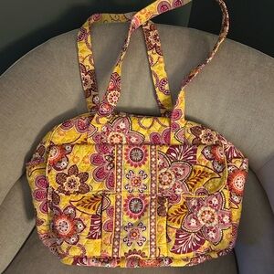 Vera Bradley Yellow and Pink Floral Diaper Bag with Changing Pad